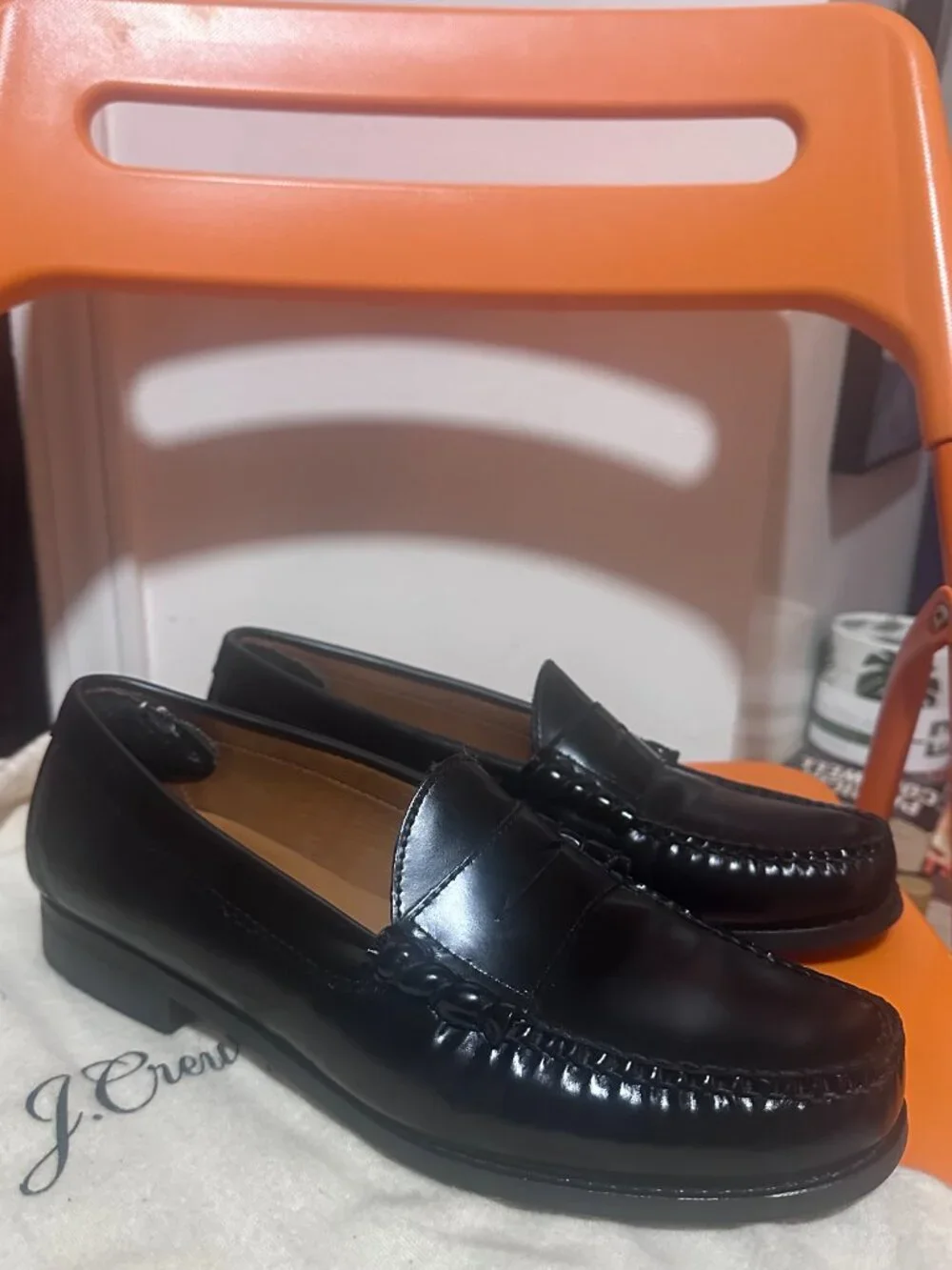 Men's Superior BOOTS & SHOES by J. CREW Black Leather Loafers with tassels 8.5